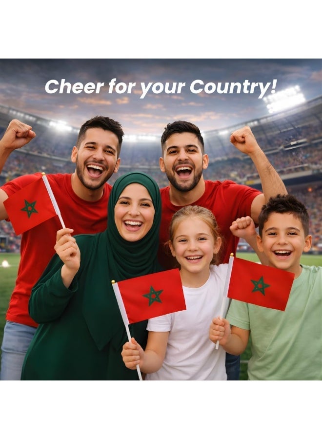 10 Pcs Morocco Hand Flags —21CM Double-Sided Mini Stick Flags for Party & FIFA World Cup 2026 Decor - Image 2