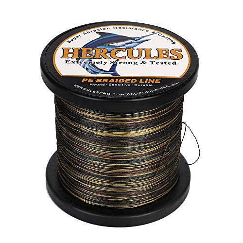 HERCULES Super Strong 1000M 1094 Yards Braided Fishing Line 50 LB Test for Saltwater Freshwater PE Braid Fish Lines 4 Strands - Camouflage, 50LB (22.7KG), 0.37MM - Image 4