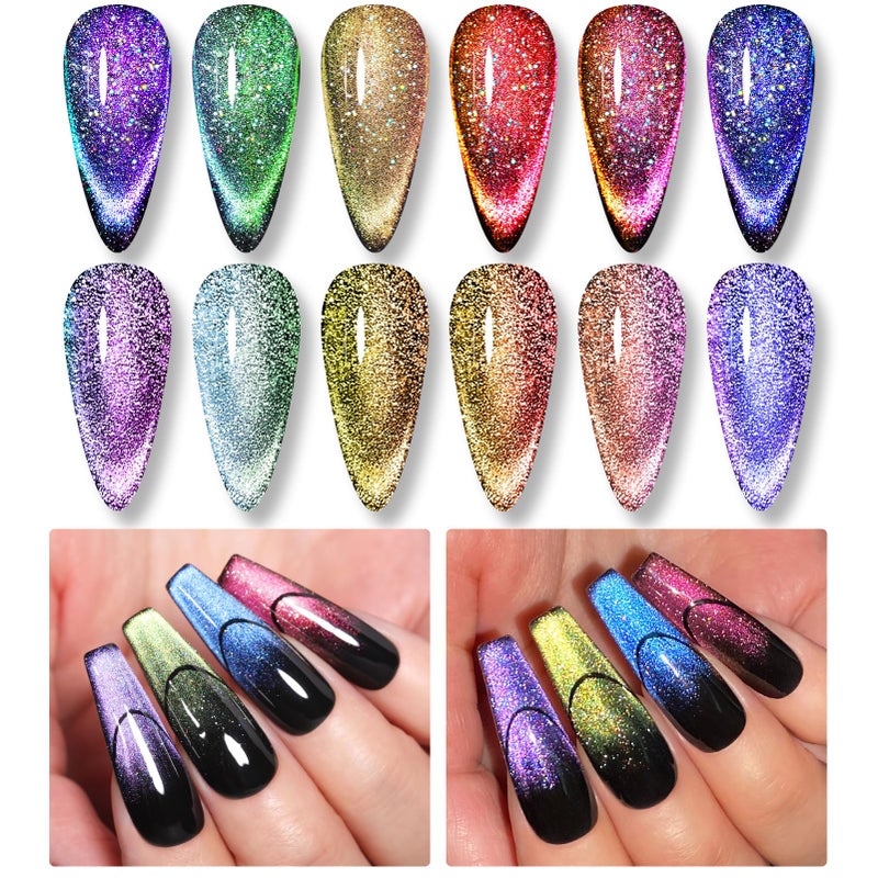 Born Pretty 9D Magnetic Gel Nail Polish Reflective Glitter Gel Polish Holographic Colorful Cat Magnetic Gel Polish Set 7ML 6PCS - Image 4