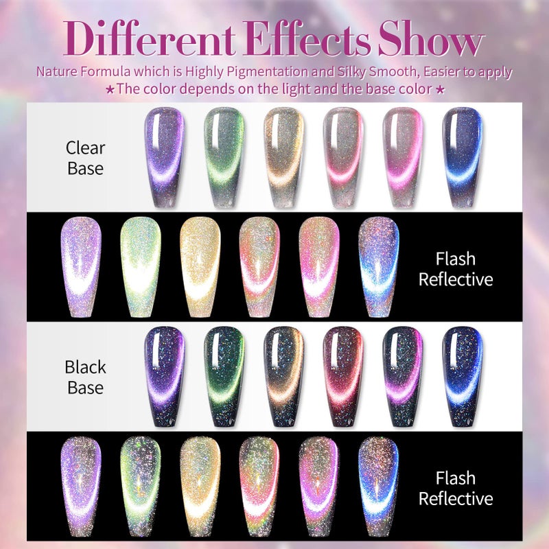 Born Pretty 9D Magnetic Gel Nail Polish Reflective Glitter Gel Polish Holographic Colorful Cat Magnetic Gel Polish Set 7ML 6PCS - Image 5