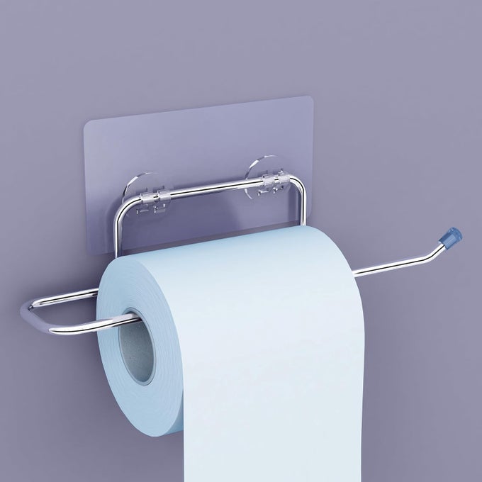 TOILET PAPER ROLL STAND SELF ADHESIVEBATHROOM TISSUE PAPER ROLL HOLDERBATHROOM ACCESSORIES PACK OF 2 CHROME