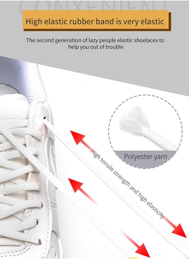 Generic - 1Pairs No Tie Shoe Laces Tieless Elastic Shoe Laces with Shoelaces Lock Connector, No Tie Shoelaces  White - Image 1