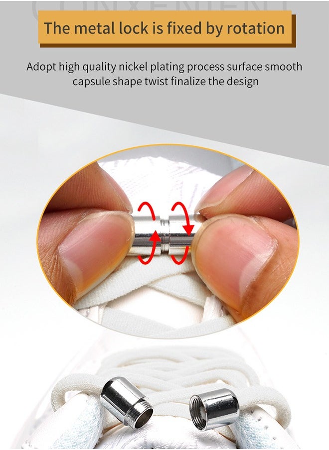 Generic - 1Pairs No Tie Shoe Laces Tieless Elastic Shoe Laces with Shoelaces Lock Connector, No Tie Shoelaces  White - Image 1