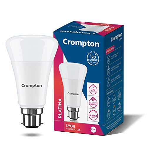 Crompton LED10DFCDLLYOR Round Base B22 LED Bulb (Cool Day Light, 10-Watt) - Image 1
