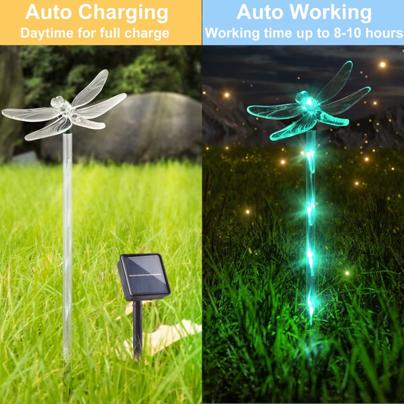 Liveasily Set of 6 Arcylic Solar Lights for Outside, Solar Powered Garden Decorations with 8 Lighting Modes, Outdoor Waterproof Pathway Lights for Yard, Patio Plant Pot, Flower Bed (Mixed) - Image 3