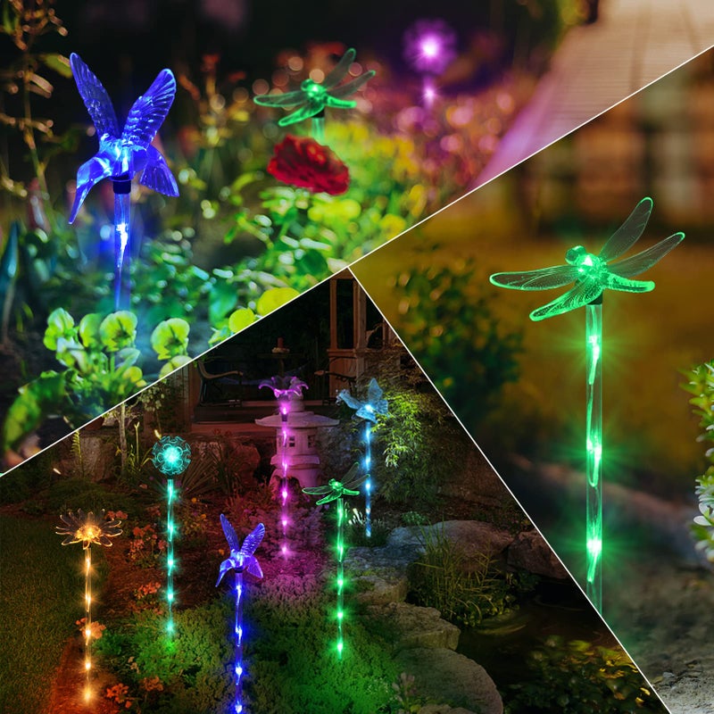 Liveasily Set of 6 Arcylic Solar Lights for Outside, Solar Powered Garden Decorations with 8 Lighting Modes, Outdoor Waterproof Pathway Lights for Yard, Patio Plant Pot, Flower Bed (Mixed) - Image 2