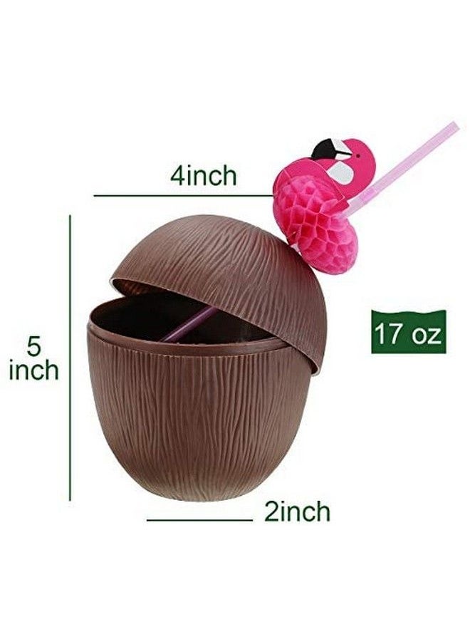 G.CORE Pineapple Drink Cups Coconut Cups 12Pcs Luau Party Decorations Pineapple Cups With Lids And Straws Flamingo Decal Hawaii Bachelorette Birthday Aloha Party Supplies For Adults Kids Favors  - Image 5