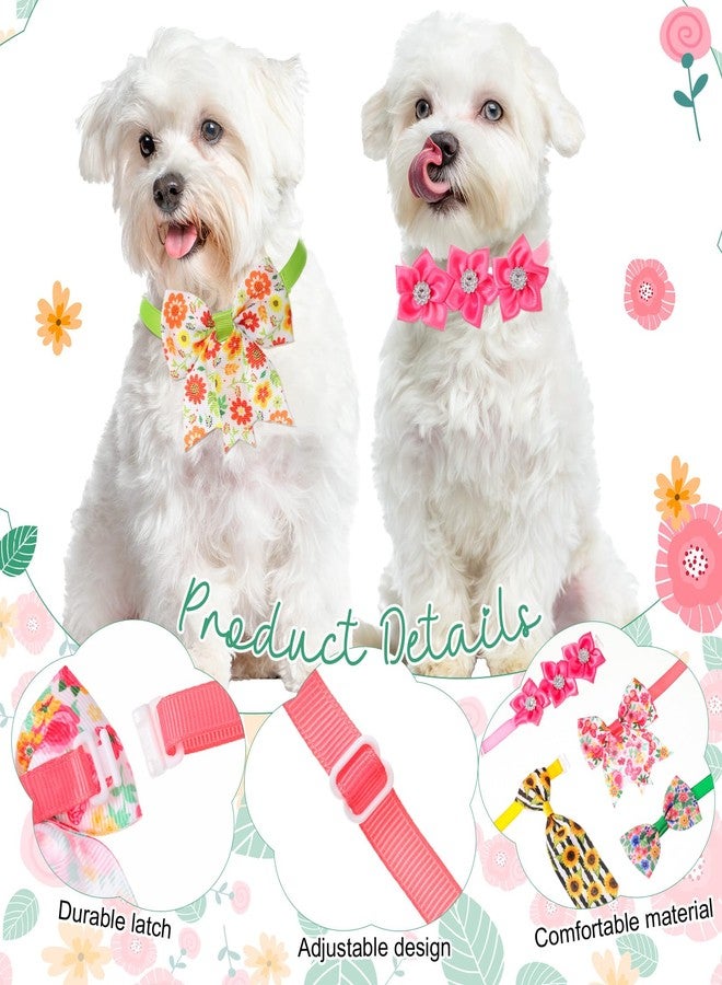 Reginary 100 Pcs Dog Bow Ties Collars Bulk pet Flower Collar Adjustable Dog Bowties Floral cat Grooming Accessories for Small Medium Puppy Cat Pet Supplies - Image 3