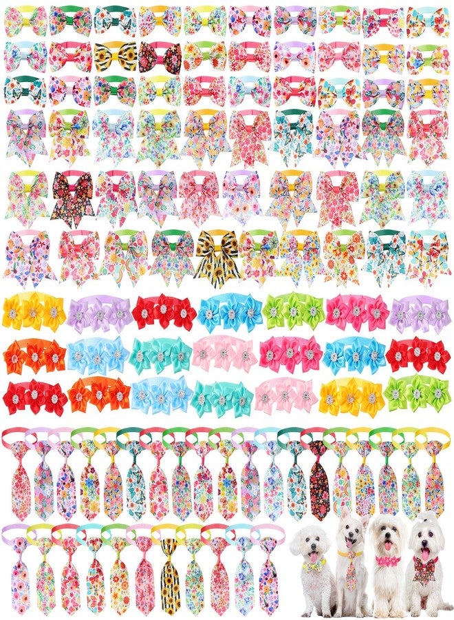 Reginary 100 Pcs Dog Bow Ties Collars Bulk pet Flower Collar Adjustable Dog Bowties Floral cat Grooming Accessories for Small Medium Puppy Cat Pet Supplies - Image 1
