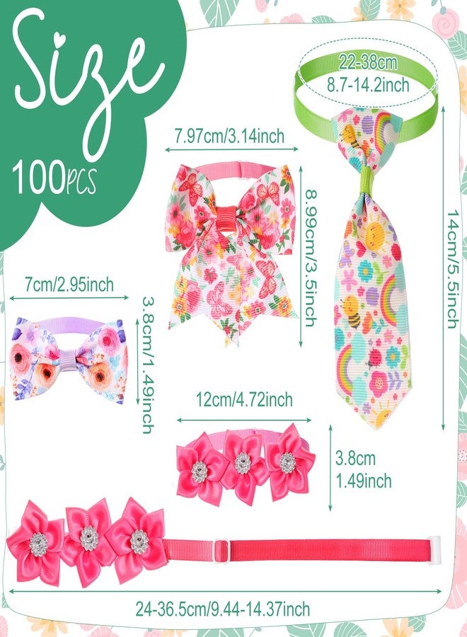 Reginary 100 Pcs Dog Bow Ties Collars Bulk pet Flower Collar Adjustable Dog Bowties Floral cat Grooming Accessories for Small Medium Puppy Cat Pet Supplies - Image 2