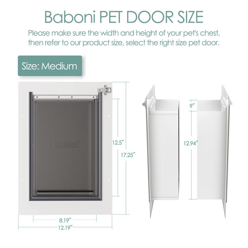 Baboni Pet Door for Wall,3-Flap,Steel Frame and Telescoping Tunnel, Aluminum Lock, Double Flap Dog Door and Cat Door, Strong and Durable (Pets Up to 40 Lb) -Medium - Image 5