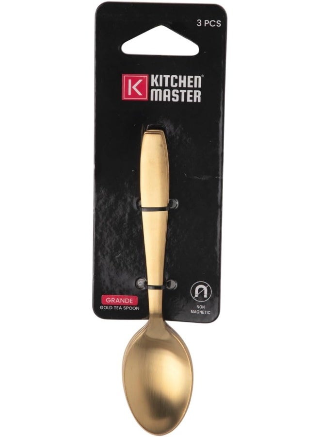Kitchen master Kitchen master GOLD TEA SPOON 3PC PACK - GRANDE  - Image 1