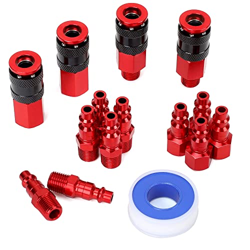 FYPower 15 Pieces 1/4" NPT Air Coupler and Plug Kit, Quick Connect Air Fittings, Industrial Aluminum Quick Connect Set, Connector Set - Image 1