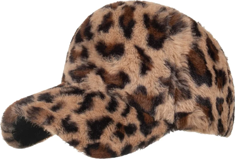 يونيكرز Women Leopard Patterned Plush Cap Hat
