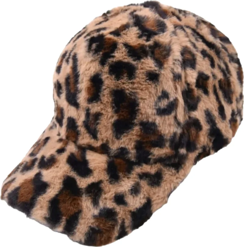 يونيكرز Women Leopard Patterned Plush Cap Hat