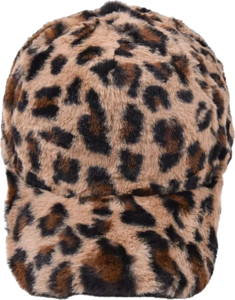 يونيكرز Women Leopard Patterned Plush Cap Hat