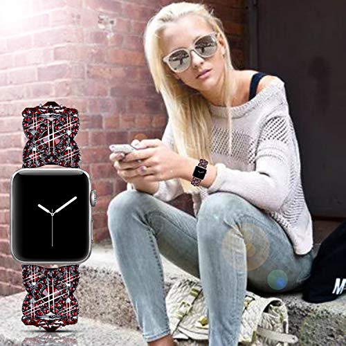 VIQIV Bling Bands for Compatible with Apple Watch 42mm 44mm 45mm 46mm 49mm Ultra Iwatch Series 11 10 9 8 7 6 5 4 3 SE SE2, Diamond Rhinestone Stainless Steel Metal Bracelet Wristband Strap for Women Red - Image 2