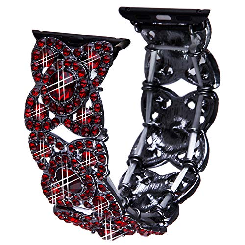 VIQIV Bling Bands for Compatible with Apple Watch 42mm 44mm 45mm 46mm 49mm Ultra Iwatch Series 11 10 9 8 7 6 5 4 3 SE SE2, Diamond Rhinestone Stainless Steel Metal Bracelet Wristband Strap for Women Red - Image 3