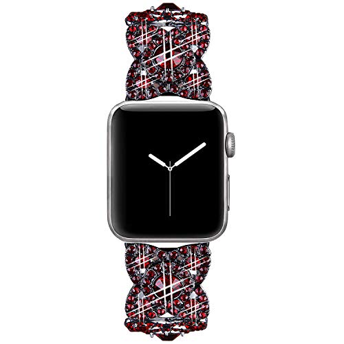VIQIV Bling Bands for Compatible with Apple Watch 42mm 44mm 45mm 46mm 49mm Ultra Iwatch Series 11 10 9 8 7 6 5 4 3 SE SE2, Diamond Rhinestone Stainless Steel Metal Bracelet Wristband Strap for Women Red - Image 5