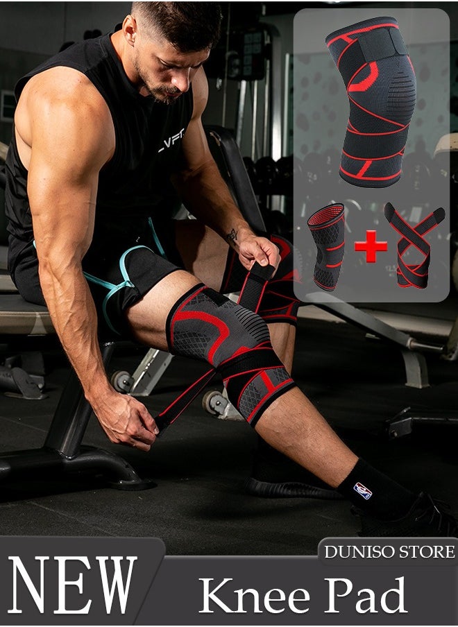 DUNISO - 2 Piece Knee Pad Knee Brace Compression Sleeve for Men and Women  Knee Support for Running  Medical Grade Knee Pads for Meniscus Tear, ACL, Arthritis, Joint Pain Relief - Image 1