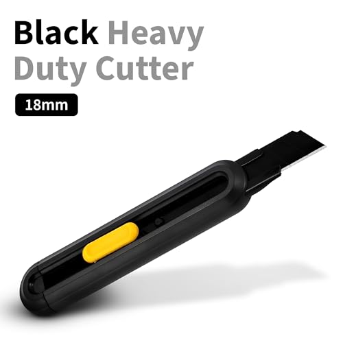 NUOVI 18mm Paper Cutter Knife | Heavy Duty SK5 Carbon Steel Black Blade | 60° Acute Angle Cutter with Auto-Lock Mechanism | Snap-Off Knife for Home & Professional Use, Black - Image 2