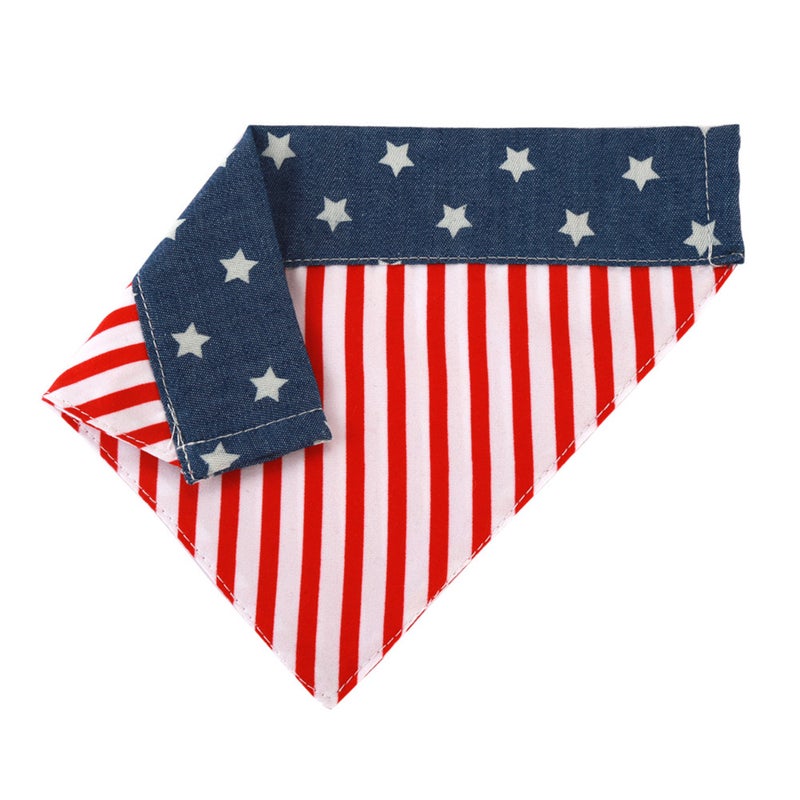 Multifunctional Buckle Bib Cotton Triangle Saliva Towel American Flag Pattern Collar Scarf Puppy Dress up Accessories for Pet Dog- Size - Image 4