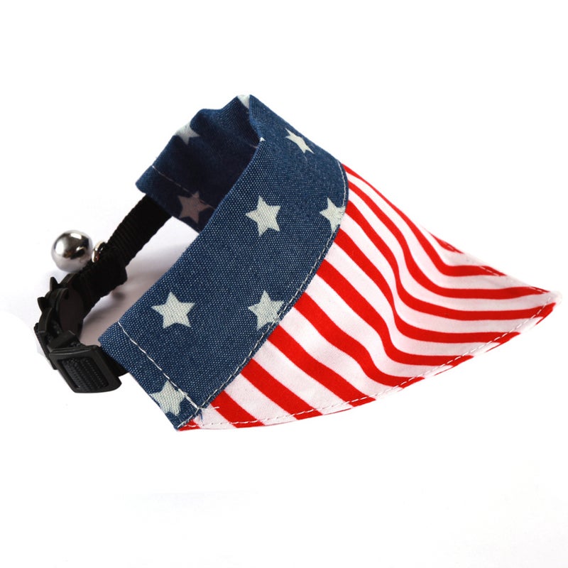 Multifunctional Buckle Bib Cotton Triangle Saliva Towel American Flag Pattern Collar Scarf Puppy Dress up Accessories for Pet Dog- Size - Image 1