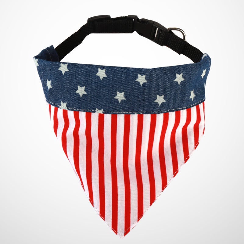 Multifunctional Buckle Bib Cotton Triangle Saliva Towel American Flag Pattern Collar Scarf Puppy Dress up Accessories for Pet Dog- Size - Image 5