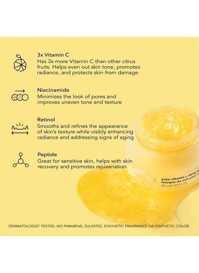 saturday skin - Yuzu Vitamin C Sleep Face Mask Skin Care Retinol Niacinamide Face Moisturizer Brightening Sleeping Overnight Mask Facial Masks for Women, Korean beauty, Vegan Smooth Skin and Reduce Wrin - Image 1