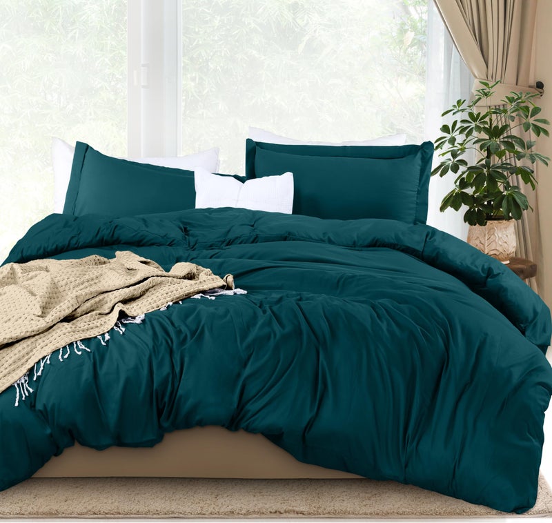 Utopia Bedding Duvet Cover King Size - 3 Piece with Zipper Closure - 1 Comforter Cover 104X90 Inches & 2 Pillow Shams 20X36 Inches (Teal) Comforter Not Included - Image 1