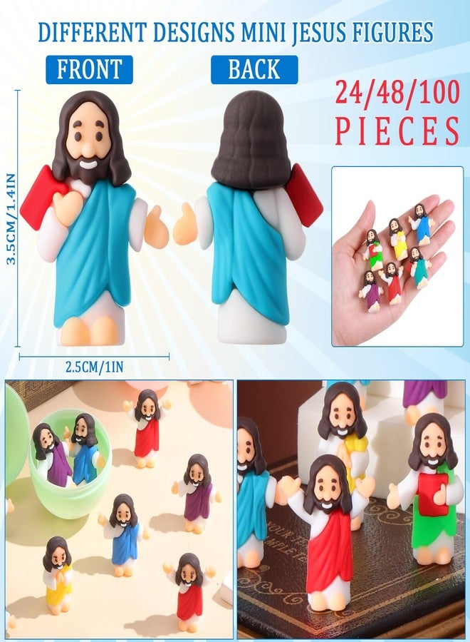 DoubleFill 48 Pcs Little Jesus Figures to Hide and Seek Small Rubber Jesus Toys for Religious Party Favors Easter Egg Stuffers Sunday School Baptism Gifts, 6 Styles - Image 3