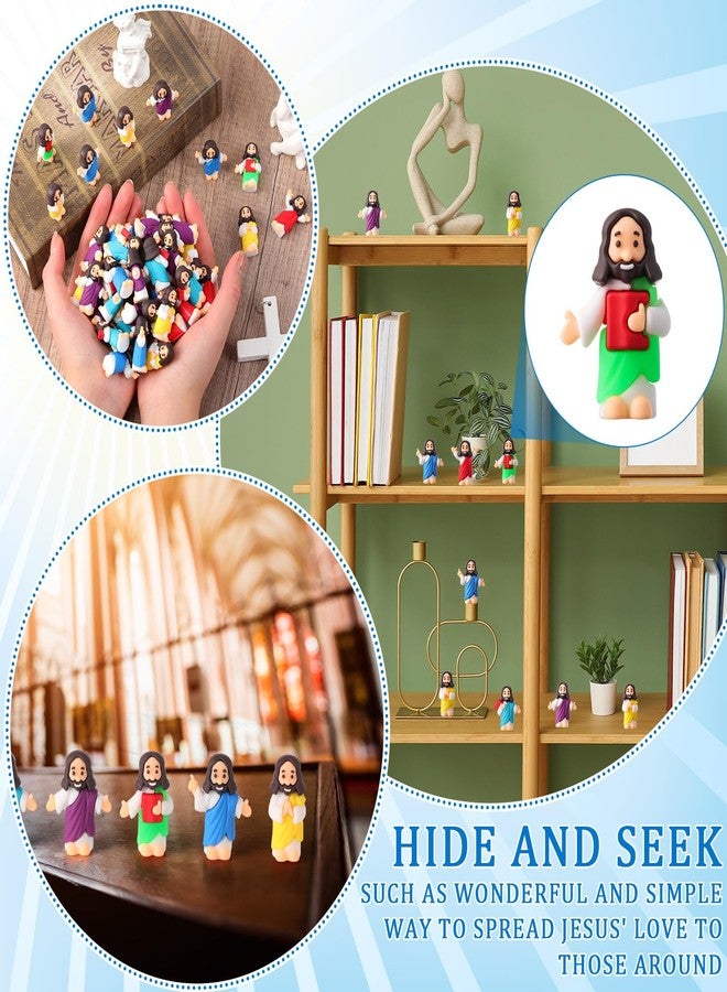 DoubleFill 48 Pcs Little Jesus Figures to Hide and Seek Small Rubber Jesus Toys for Religious Party Favors Easter Egg Stuffers Sunday School Baptism Gifts, 6 Styles - Image 5