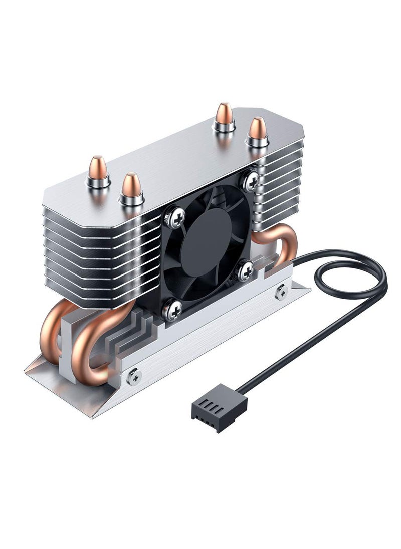 KASTWAVE 12V M.2 2280 SSD Heatsink with 30mm PWM Cooling Fan, Copper Heat Pipes and Thermal Pad, SSD Cooler for M.2 2280 NVMe & SATA SSD Only  - Image 1