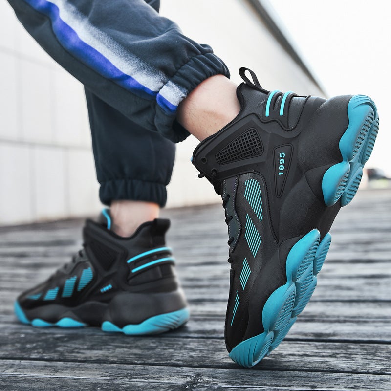 Fleece-Lined Cotton Shoes Students Practical Basketball Shoes Middle And Big Kids High-Top Casual Shoes Non-Slip Wear-Resistant Running Shoes For Men - Image 3