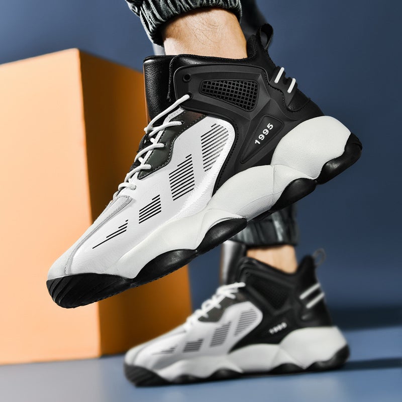 Fleece-Lined Cotton Shoes Students Practical Basketball Shoes Middle And Big Kids High-Top Casual Shoes Non-Slip Wear-Resistant Running Shoes For Men - Image 4
