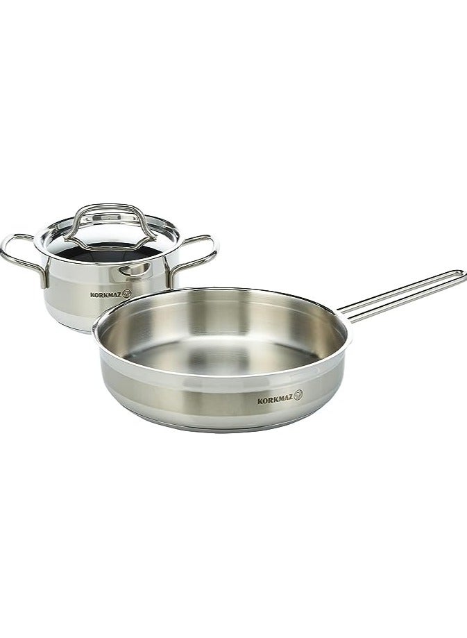 Korkmaz 9 Pieces Korkmaz  Stainless Steel Proline Cookware Set Silver - Image 2
