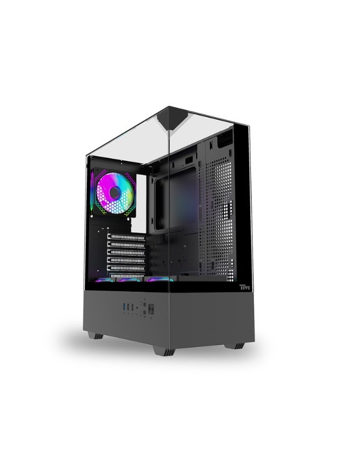TWISTED MINDS FURY Mid Tower Gaming Case, Tempered Glass Side Panel, ATX / M-ATX / Mini-ITX Support, Advanced Cooling PC Case | TM-FURY-B black - Image 1