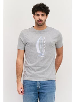 Gazzarrini Men Round Neck Graphic Print Short Sleeves T-shirt, Grey  - Image 1