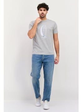 Gazzarrini Men Round Neck Graphic Print Short Sleeves T-shirt, Grey  - Image 2