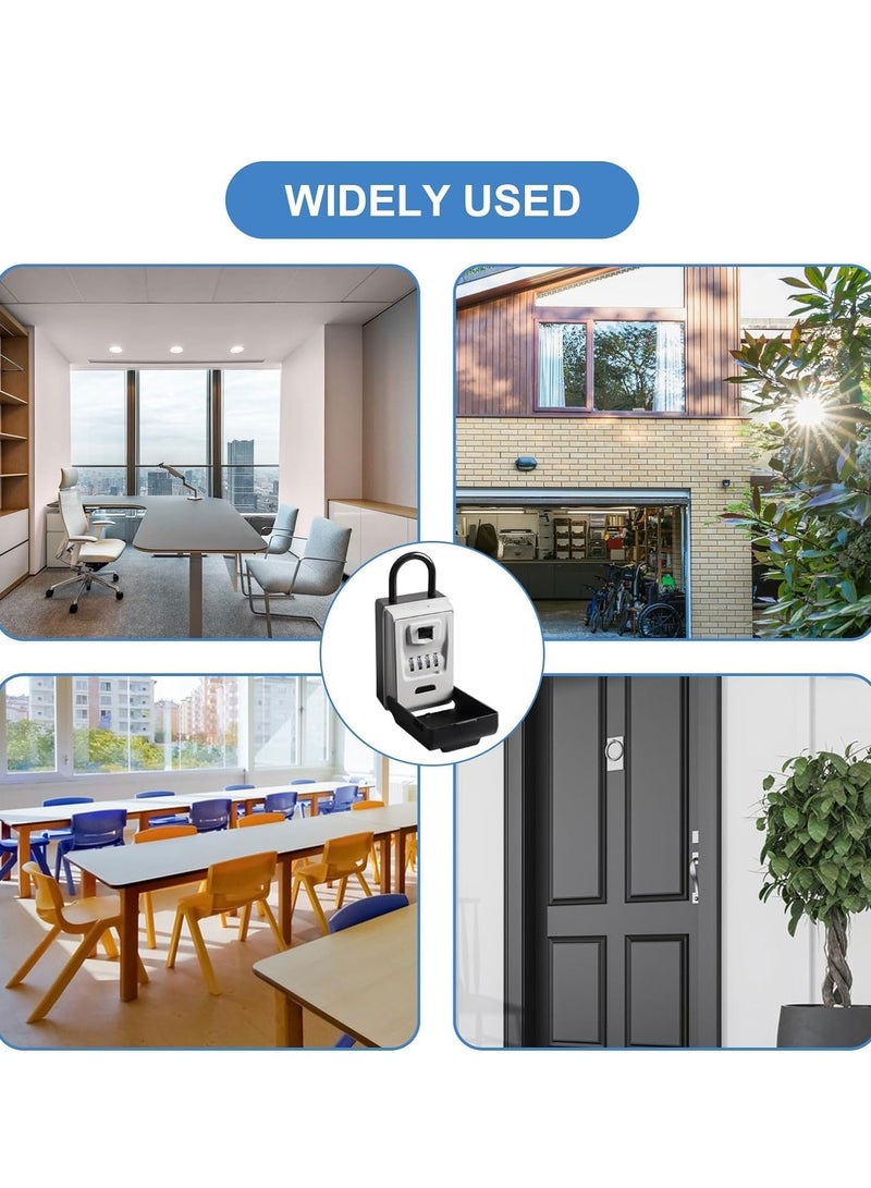 LED Illuminated Key Safe with Shackle, Wall-Mounted 4-Digit Combination Lock Box, Weatherproof Zinc Alloy Key Storage Cabinet for Home, Garage, Office, and School Use. - Image 5