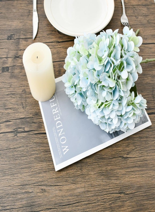 Mandy's 3 Stems Light Blue Artificial Hydrangea Flowers – 13.7” Realistic Silk Bouquet for Easter Decorations Centerpieces, Wedding & Home Decor - Image 3
