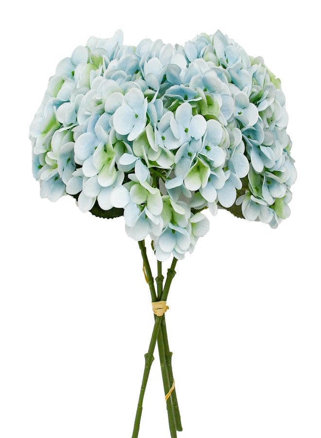 Mandy's 3 Stems Light Blue Artificial Hydrangea Flowers – 13.7” Realistic Silk Bouquet for Easter Decorations Centerpieces, Wedding & Home Decor - Image 1