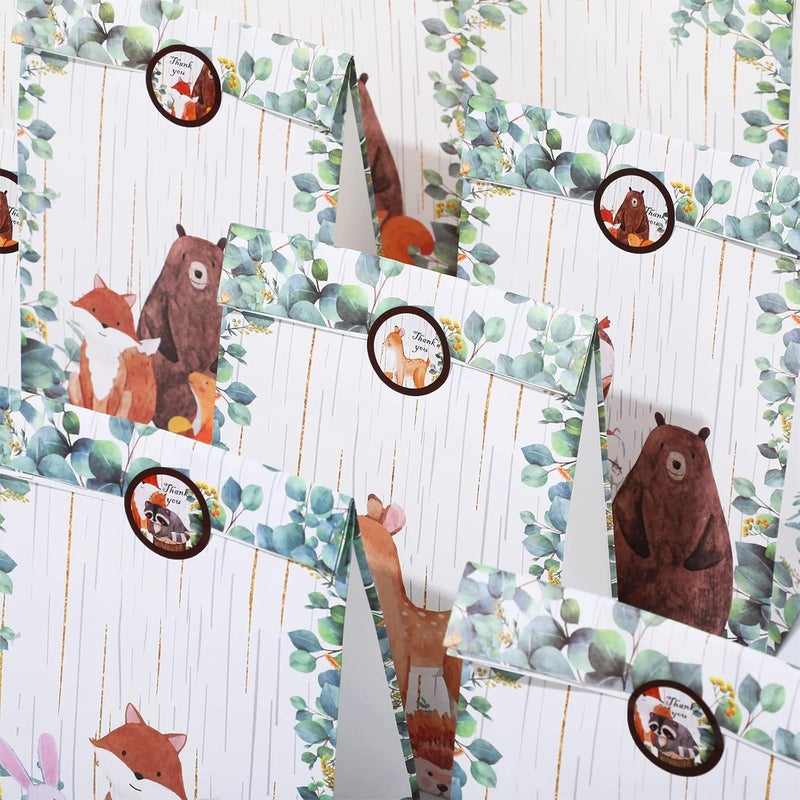 Containlol 24 Pieces Woodland Party Favor Gift Bags Goodie Bags with Stickers for Kids Birthday Party Candy Boxes Woodland Animal Theme Baby Shower SuppliesFresh Style - Image 5