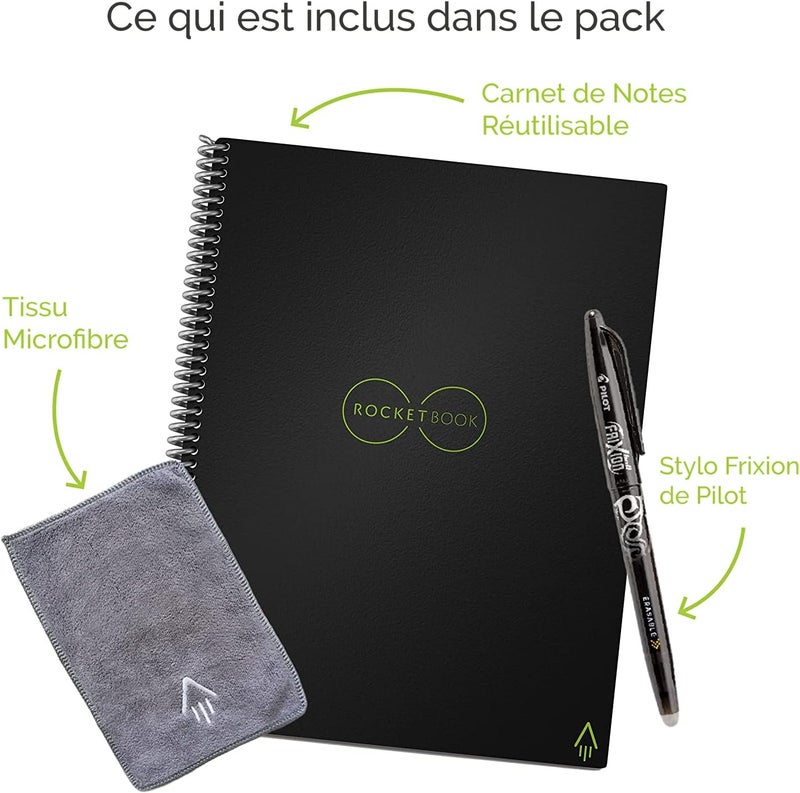 Rocketbook fusion smart reusable notebook - calendar, to-do lists, and note template pages with 1 pilot frixion pen and 1 microfiber cloth included - midnight blue cover, executive size (6" x 8.8") - Image 5