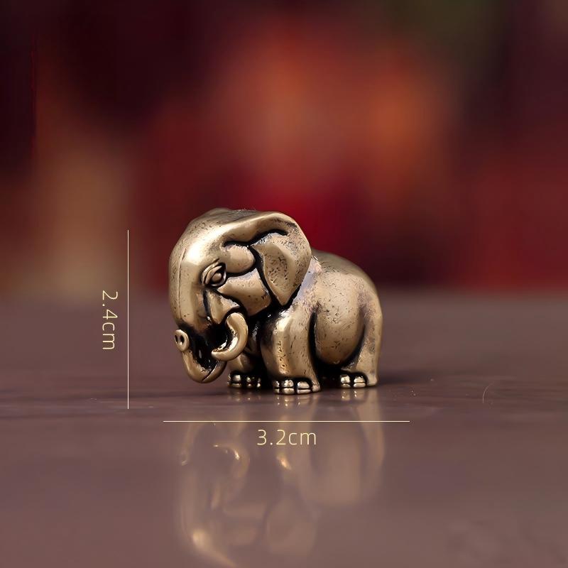 Brass solid metal animal mini ornament, desktop interior decoration small ornament [African Three Treasures/Elephant 4 * 2.8 * 1.5cm] - Image 3