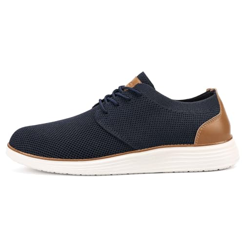VILOCY Wide Width Shoes for Mens Fashion Dress Sneakers Casual Walking Shoes Business Oxfords Comfortable Breathable Lightweight Tennis Navy,US9 Wide EU42 - Image 3