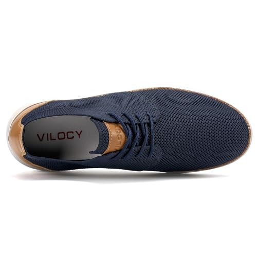 VILOCY Wide Width Shoes for Mens Fashion Dress Sneakers Casual Walking Shoes Business Oxfords Comfortable Breathable Lightweight Tennis Navy,US9 Wide EU42 - Image 5