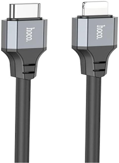 Hoco X92 - Honest PD Silicone Fast Charging And Data Transmittion Cable (20W - 3M), USB-C To Lightning Plug, Compatible With Apple iPhone iPad Airpods - Black