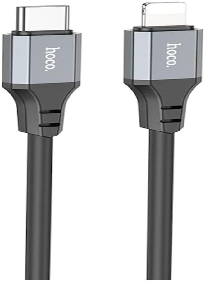 Hoco X92 - Honest PD Silicone Fast Charging And Data Transmittion Cable (20W - 3M), USB-C To Lightning Plug, Compatible With Apple iPhone iPad Airpods - Black