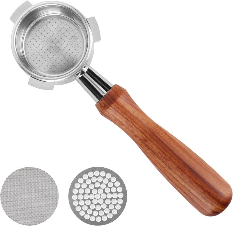 GreeSuit 54mm Bottomless Portafilter with Puck Screen Compatible for Breville Barista Espresso, 2Pack Stainless Steel Puck Screen for 54mm Bottomless Portafilter with Solid Wood Handle - Image 1